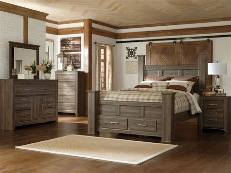 Dimensions myco furniture lp102k cherry finish solid hardwoods king bed set 5pcs classic $1,546.00 (or as low as $48.31/mo). Ashley Furniture B251 Juararo - Modern Queen King Poster ...
