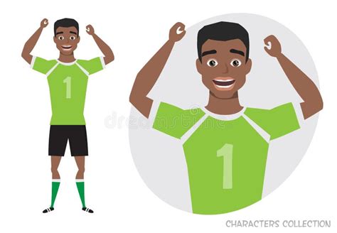 Black African American Football Character Soccer Player Emotion Of