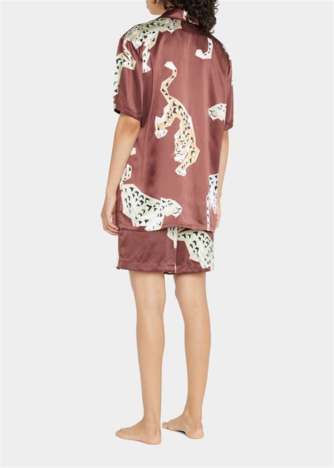 Olivia Von Halle Emeli Luxo Leopard Print Silk Pajama Set Bergdorf Goodman
