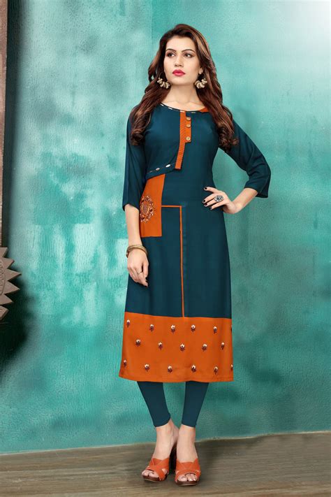 Trendy Rayon Embroidered Kurti Best Kurtis And Suits