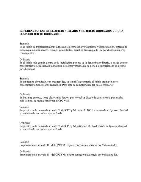 Diferencias Entre Juicio Ordinario Y Juicio Oral By Luis Urbina Pdmrea
