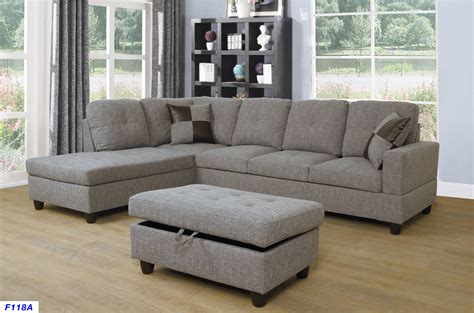 Ponliving Furniturel Shape Sectional Sofa Set With Storage Ottoman