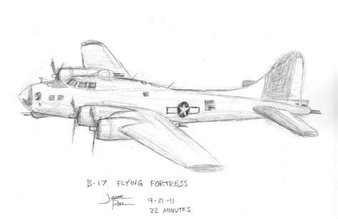 How To Draw A Boeing B17 Bomber Easy Step By Step For Beginners Video