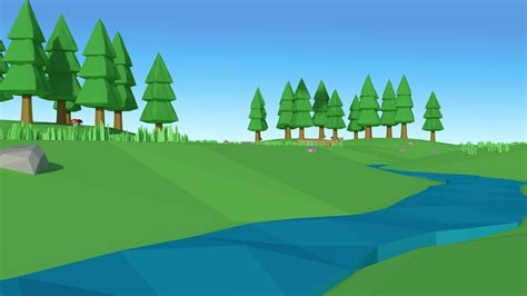 Cartoon Low Poly Landscape Scene 3d Model 19 3ds Blend C4d Fbx