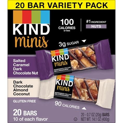 kind gluten free snack mini bars variety pack salted caramel dark chocolate nut and dark chocolate