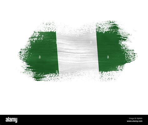 Brush Painted Flag Of Nigeria Isolated On White Background Stock Photo