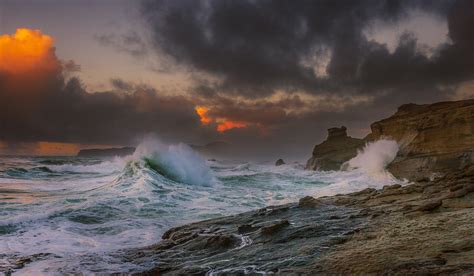 Photography Landscape Nature Rocks Coast Sea Clouds Sunset