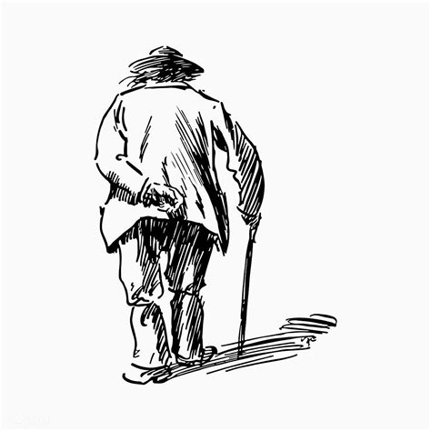 Elderly Mans Back Illustration Vector Free Image By Human Figure Sketches