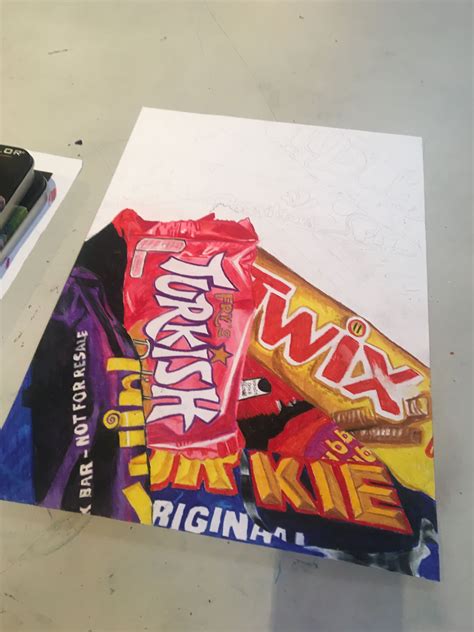 Make A Collage With Chocolatecandy Wrappers Gcse Art Sketchbook