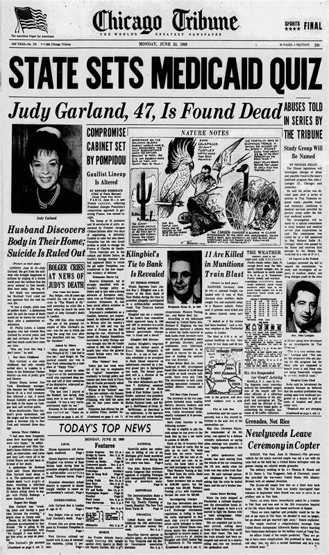 june 23 1969 death chicago tribune 1 judy garland news and events