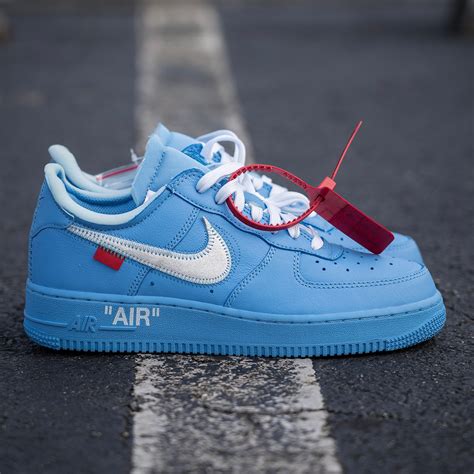White leather is placed on the heel tab and heel strip, and for a finishing touch midsoles are done up in black with a white air hit. How to Buy the Blue OFF-WHITE x Nike Air Force 1 "MCA ...