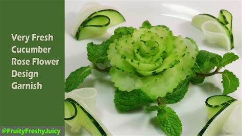 Very Fresh Cucumber Rose Flower Design Garnish How To Make Cucumber