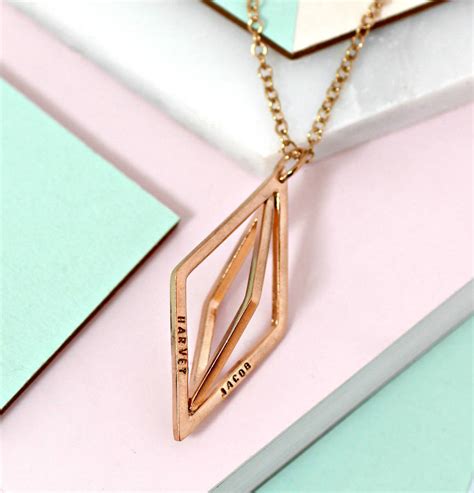 Personalised Large Geometric Prism Necklace By Posh Totty Designs