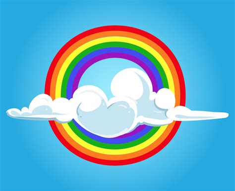 Circle Rainbow And Clouds Blue Sky By Microvector Thehungryjpeg