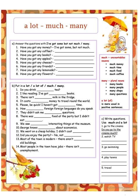 Much Many A Lot Of Worksheet Free Esl Printable Worksheets Made