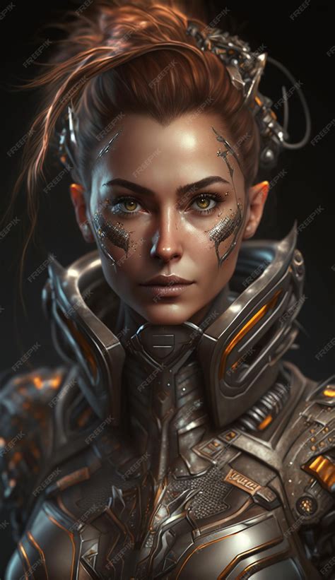 Premium Ai Image Portrait Of A Soldier Girl Wearing Futuristic Armor