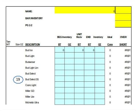 13 Bar Inventory Template Word Excel Numbers Apple Pages