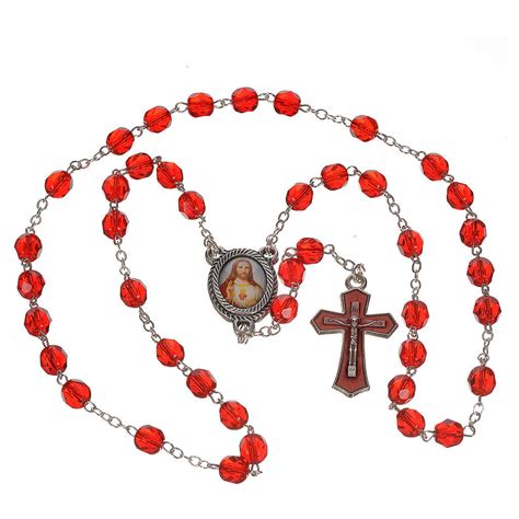 Precious Blood Rosary In Red Crystal 6mm Online Sales On