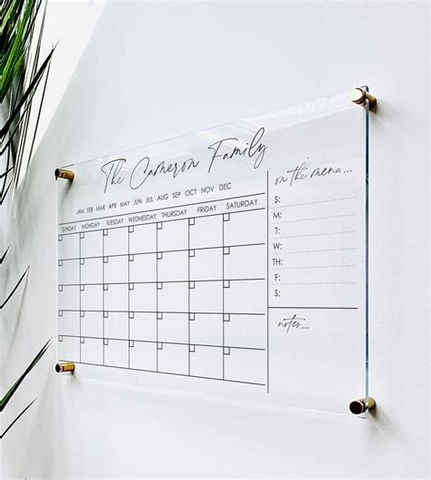 Personalized Acrylic Calendar For Wall Ll Dry Erase Board Etsy Dry