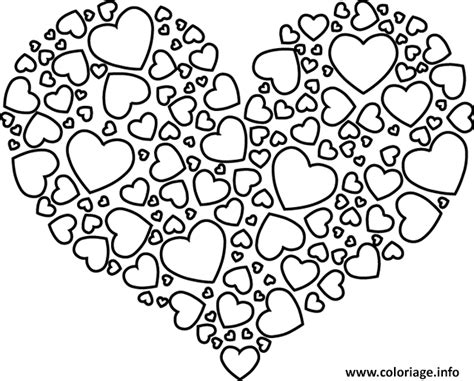 Coloriage coeur avec des petits coeurs  JeColorie.com