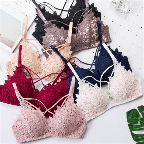 Deruilady Floral Embroidery Seamless Sexy Lace Bras For Women Wireless