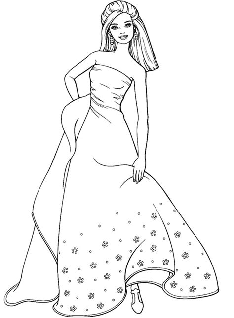 Dibujos de los vestidos de Barbie para colorear