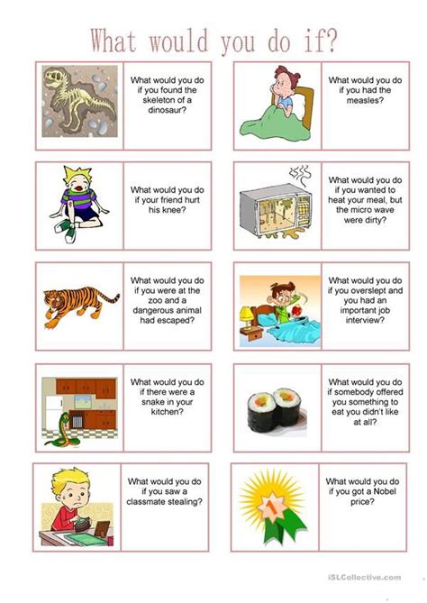 Board Game What Would You Do If Conditional Speaking Activities