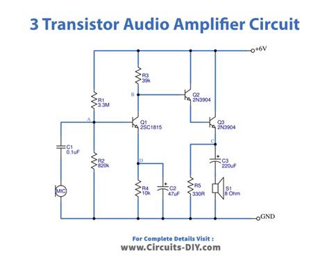 3 Transistors Audio Amplifier Circuits