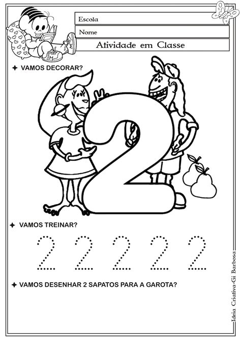 Matemática Infantil Atividade Numeral 2 Com Pontilhado