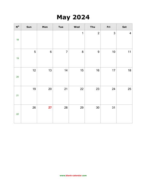 Blank May 2024 Calendar Printable Hilary Kassandra