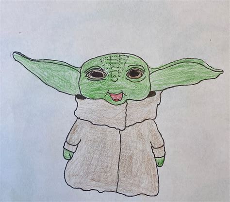 Draw Baby Yoda The Child Grogu With Demonstrated Step