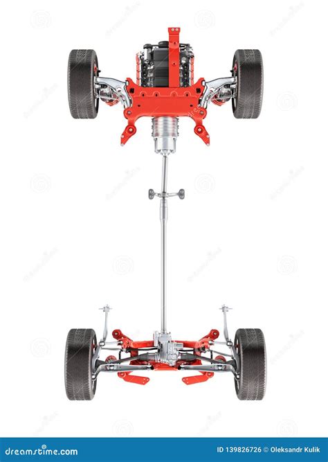 Suspension Of The Car With Wheel And Engine Undercarriage In Detail