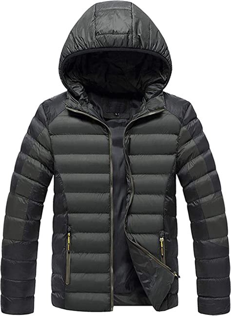 men s lightweight hooded packable water resistant puffer jacket outdoor winter padded down