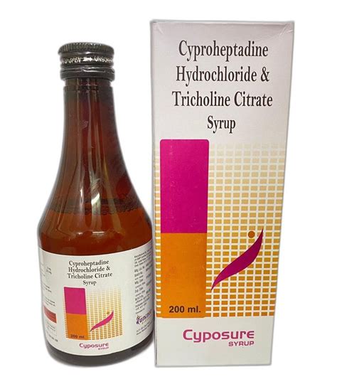 Cyposure Cyproheptadine Hydrochloride And Tricholine Citrate Syrup