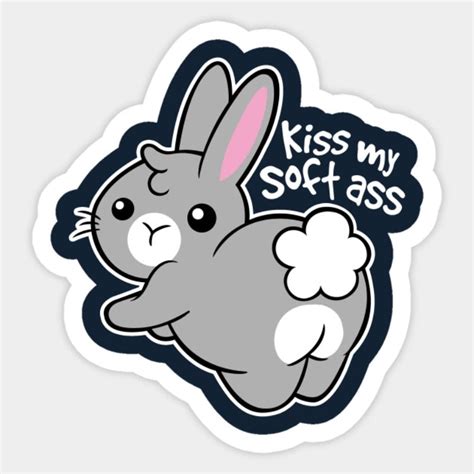 Funny Cute Bunny Kiss My Soft Ass Vinyl Car Sticker Little