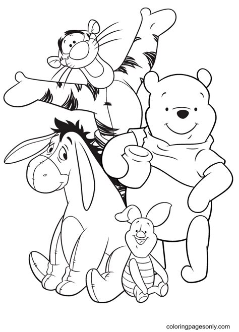 Coloring Page Of Winnie The Pooh Piglet Eeyore And Tigger Disney Hot