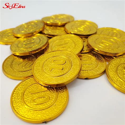 50pcsand100pcs Plastic Pirate Gold Coin 10 Yuan Depth Money Coin Chips