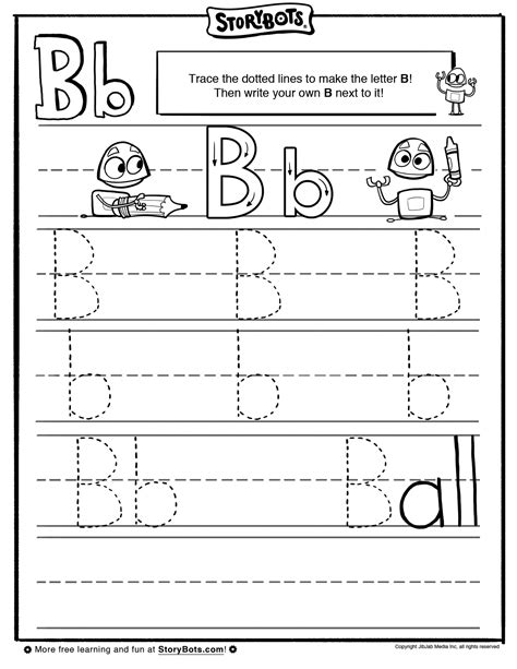They can also be used in other grades with students below grade level. Letter B Tracing Sheet - ABC Activity Sheets - StoryBots ...