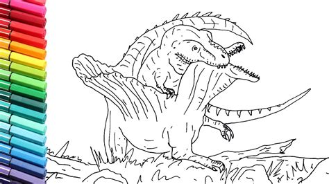 Drawing And Coloring The T Rex Vs Spinosaur Jurassic Parck Dinosaurs