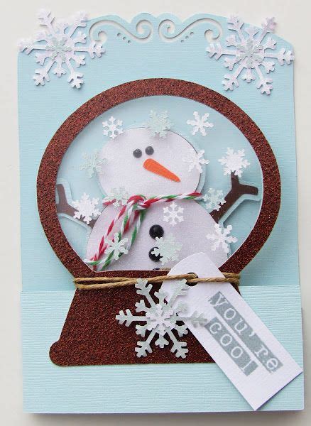 Snow Man Snow Globe Card Using Doodle Charms Cricut Cartridge