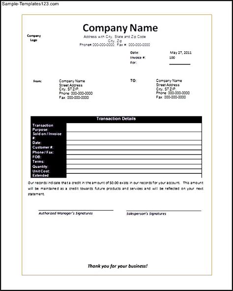 Blank Invoice Template For Microsoft Word Sample Templates Sample