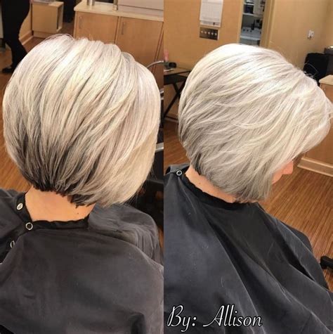 Gray Layered Bob Over 60 Cool Hairstyles Thick Hair Styles Short Hair Cuts For Women