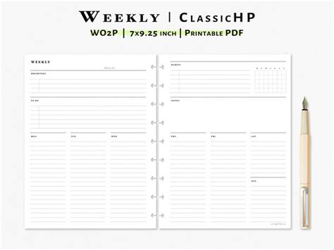 Weekly Planner Printable Classic Happy Planner Inserts Etsy