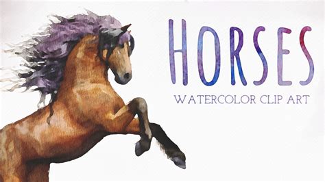 Watercolor Horses Clip Art