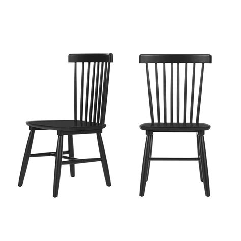 Simple and truly elegant, these black windsor chairs offer the slatted back design and ample seating space for you to really feel comfortable, while you sit back and bask in the classy decor of your interior. StyleWell StyleWell Black Wood Windsor Dining Chair (Set ...