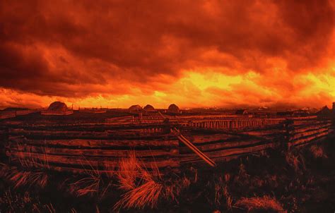Ultra Wide Angle Orange Storm Clouds Landscape Digital Art By Jerry Voss
