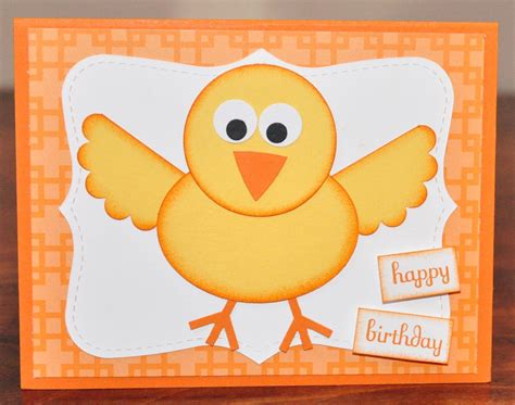 Happy Birthday Chick Greeting Card Stamped Punch Art