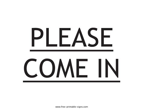 Printable Please Come In Sign Free Printable Signs