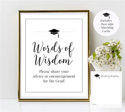 Words Of Wisdom 8x10 Graduation Party Printable Sign And Etsy
