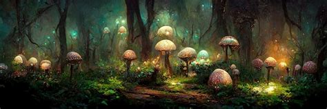 Premium Photo Fantasy Mushroom Forest Trees Nature Enchanted